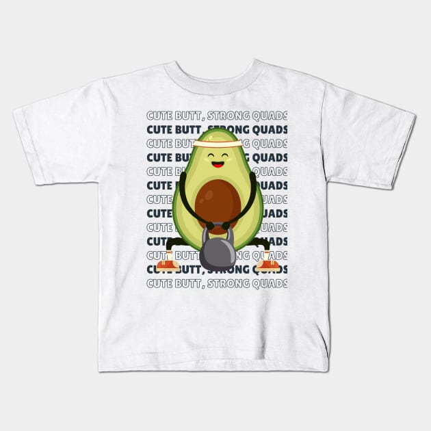 Cute kawaii avocado doing squats Kids T-Shirt by Rdxart